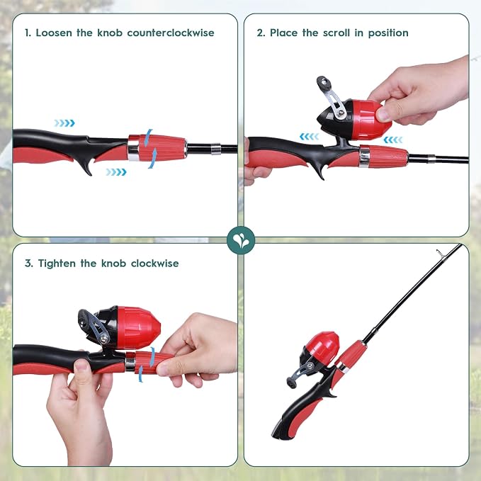 Urban Deco Kids Fishing Pole Kit 2 Pack, Portable Telescopic Kids Fishing Rod