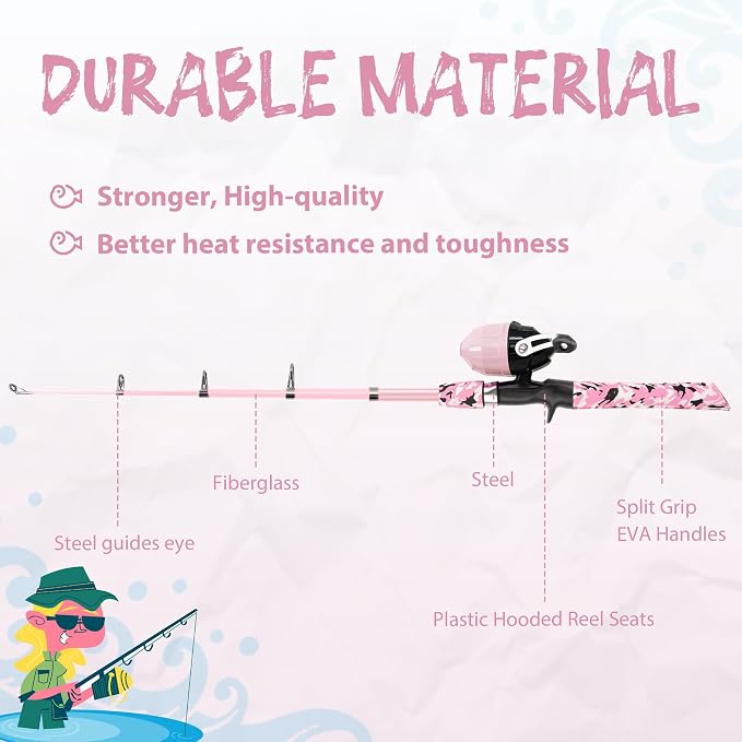 Kids Fishing Pole, Portable Telescopic Kids Fishing Poles