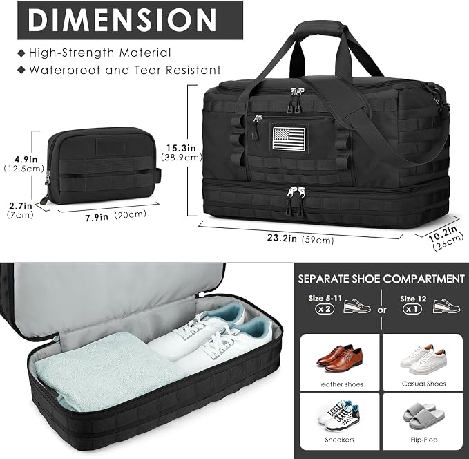 ETRONIK Travel Bag for Men Women, Gym Bag & Tactical Duffle Bags for Travel