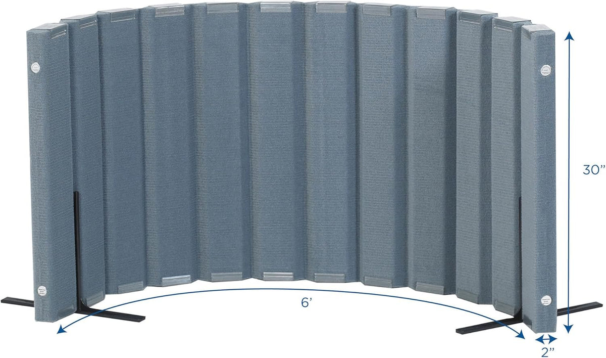 Children’s Factory 30" x 6' Quiet Divider With Sound Dampening Panels, Freestanding Room Divider Wall, Slate Blue