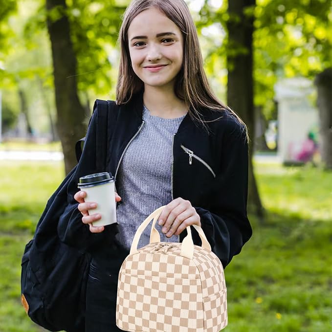 Bluboon Lunch Bag for Women Men Cute Corduroy Lunch Tote Bags Reusable