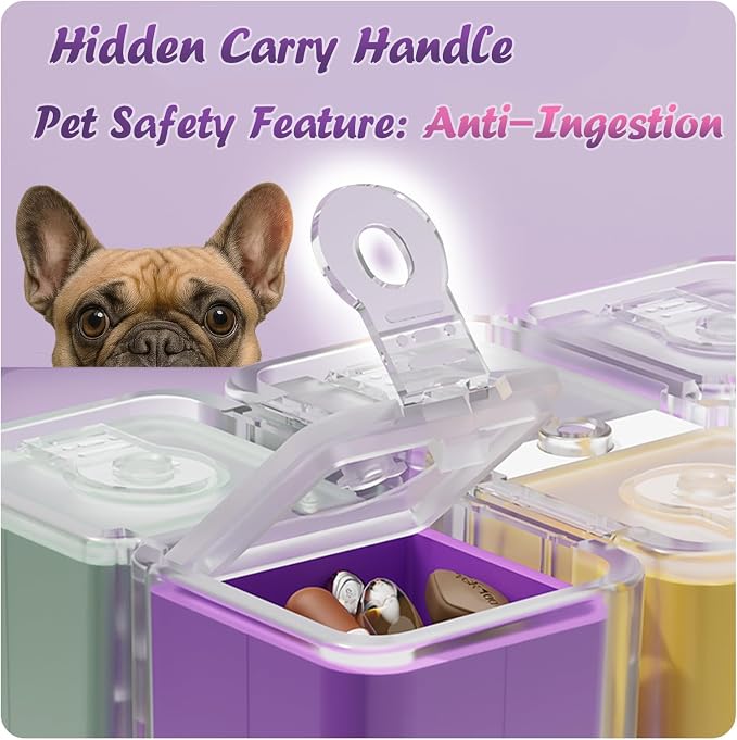 Purse Pill Organizer, Magnetic Cube Cute Pill Box, Pill Compact