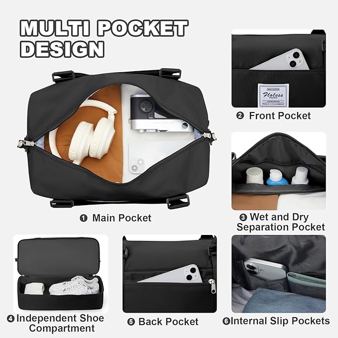 Travel Duffel Bag, Sports Tote Gym Bag, Shoulder Weekender Overnight Bag