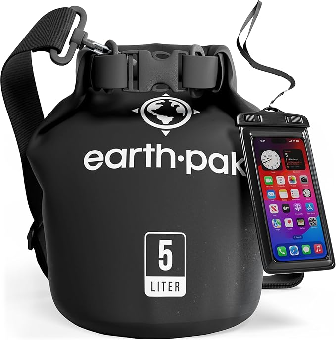 Earth Pak Waterproof Dry Bag - Roll Top Waterproof Backpack Sack Keeps Gear Dry for Kayak with Waterproof Phone Case