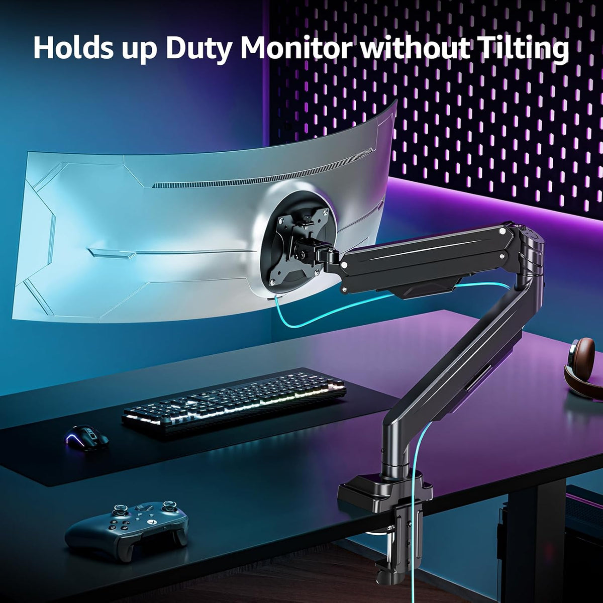 MOUNTUP Ultrawide Monitor Arm for 22-43 inch Curved Screen, Holds 2.2 to 33 lbs, Heavy Duty Monitor Desk Mount, Adjustable Gas Spring Arm, Computer Monitors Stand for Desk, VESA Mount