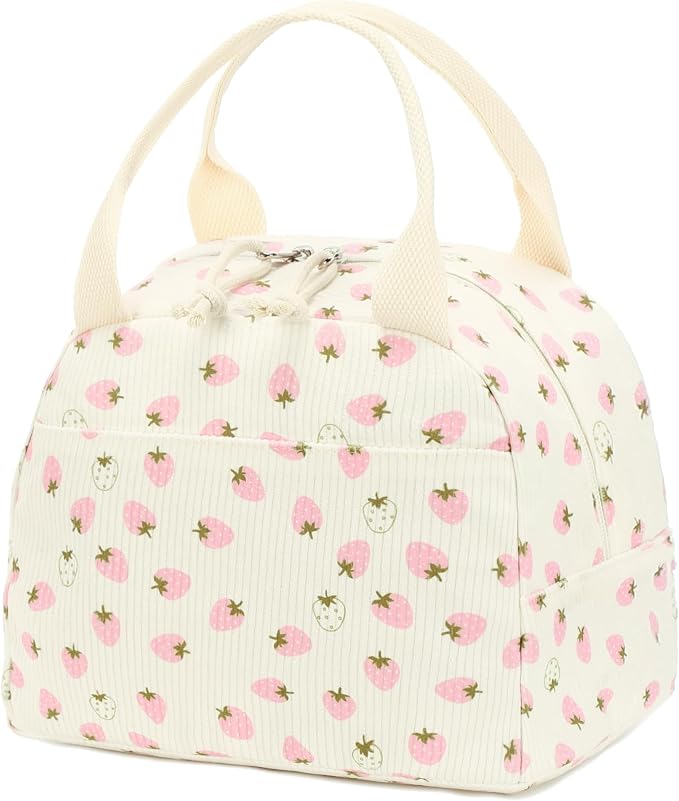Bluboon Lunch Bag for Women Men Cute Corduroy Lunch Tote Bags Reusable