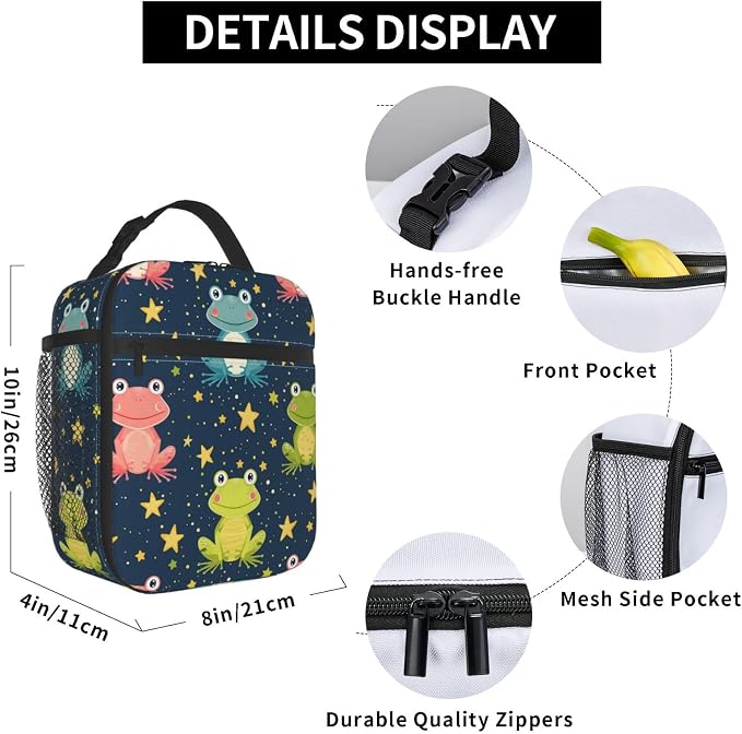 Frog Insulated Lunch Box for Women Men Frog Lunch Bag for Travel, or Fishing