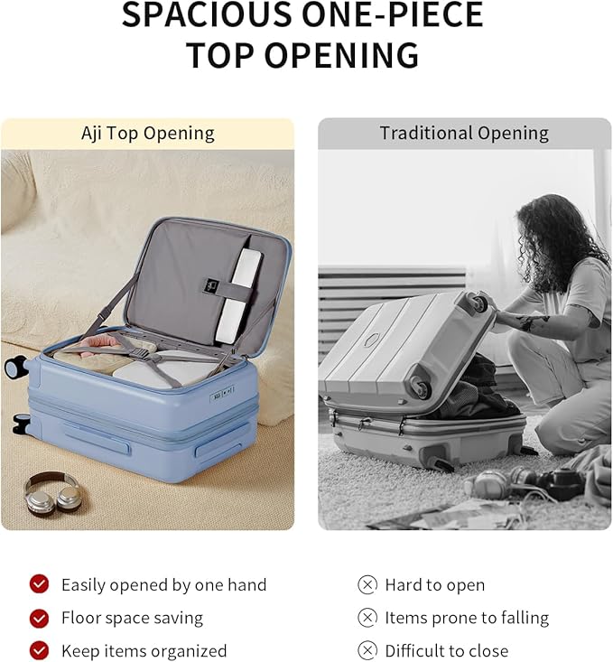 aji Expandable Top Opening Carry On Luggage Airline Approved, 20 Inch