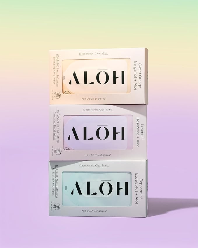 ALŌH Sweet Orange Bergamot + Aloe Sanitizing Hand Wipes