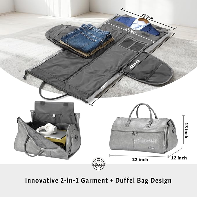 STOVER Garment Travel Duffle Bag, Large 2-in-1 Convertible Carry-on Luggage