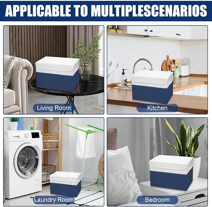 Large 22 Quart Linen Fabric Foldable Storage Bin Cube Organizer Basket