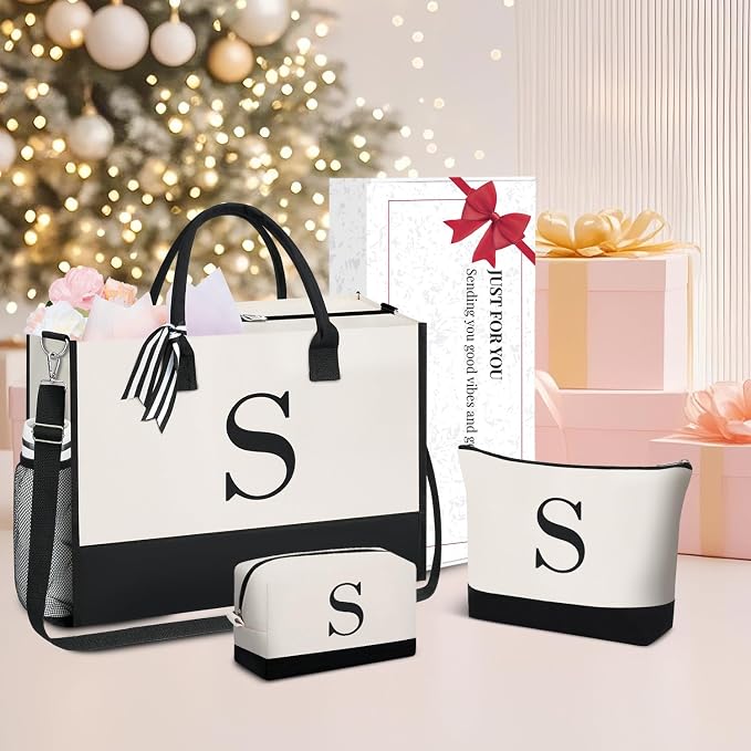 BAGAIL Initial Tote Bag, Personalized Birthday Gifts