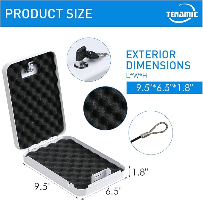 Tenamic Pistol Safe, Portable Travel Gun Safe, Solid Steel Handgun Lock Box