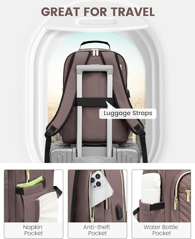 LOVEVOOK Laptop Backpack for Women, Large Capacity Travel Computer Work Bag