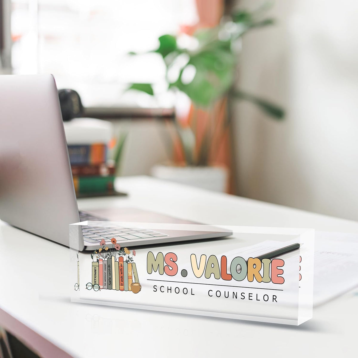 Personalized Name Plate for Desk, Custom Desk Name Plate, Acrylic Name Plate Office Desk Accessories, Personalized Office Gifts for Coworkers Teachers, Employee Appreciation Gifts (C-Teacher)