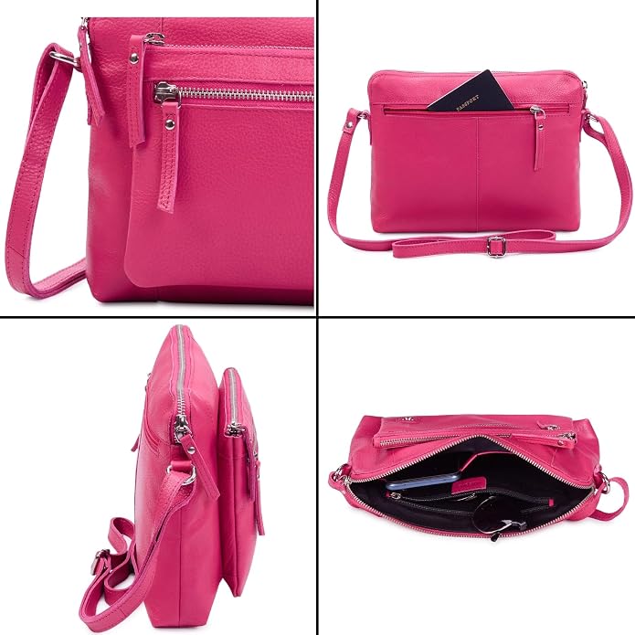 Wise Owl Accessories Small Soft Pebbled Real Leather Crossbody Handbags Purses
