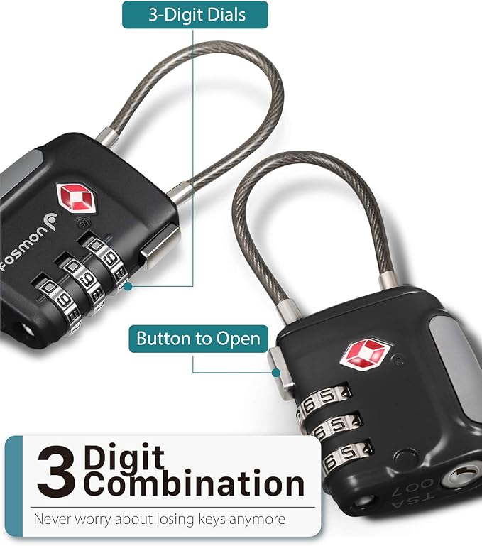 Fosmon TSA Approved Cable Locks