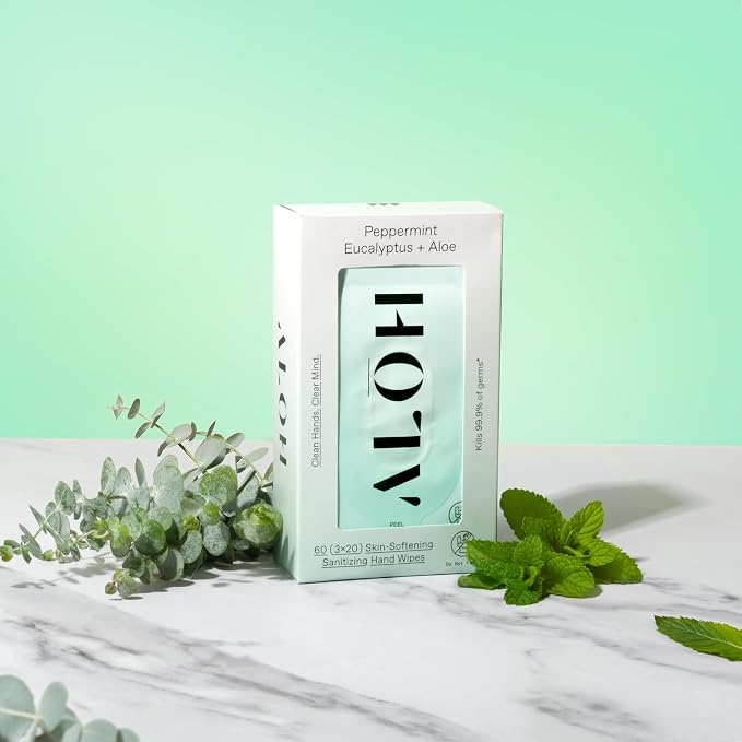 ALŌH Peppermint Eucalyptus + Aloe Sanitizing Hand Wipes