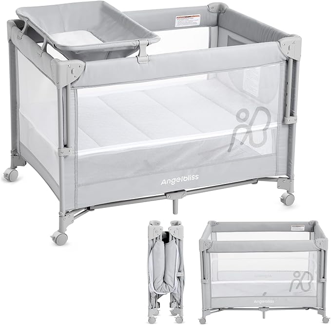 ANGELBLISS Baby Bassinet Bedside Crib, Pack and Play