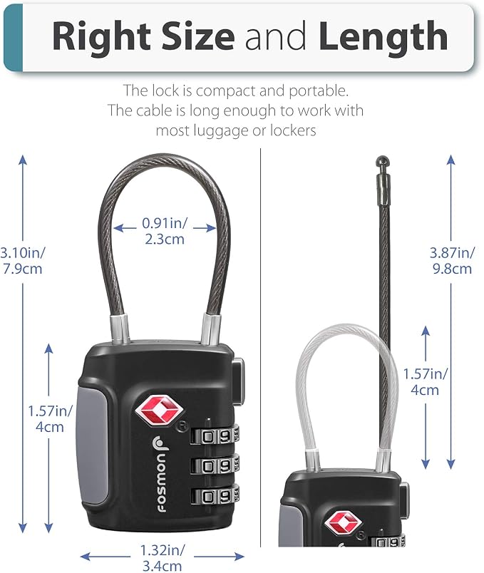 Fosmon TSA Approved Cable Locks