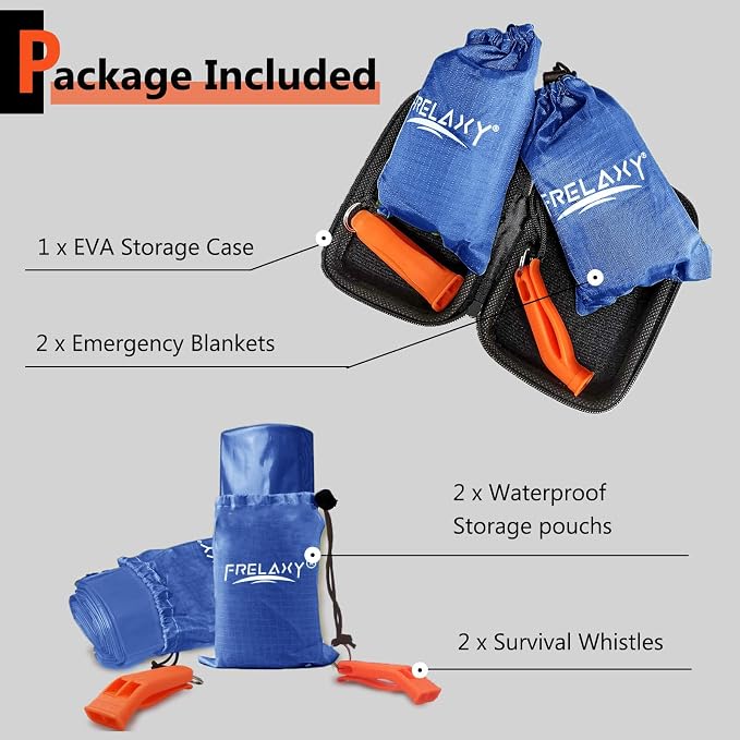 Frelaxy Emergency Blanket 2-Pack/4-Pack, Extra-Thick Extra-Large Space Blankets