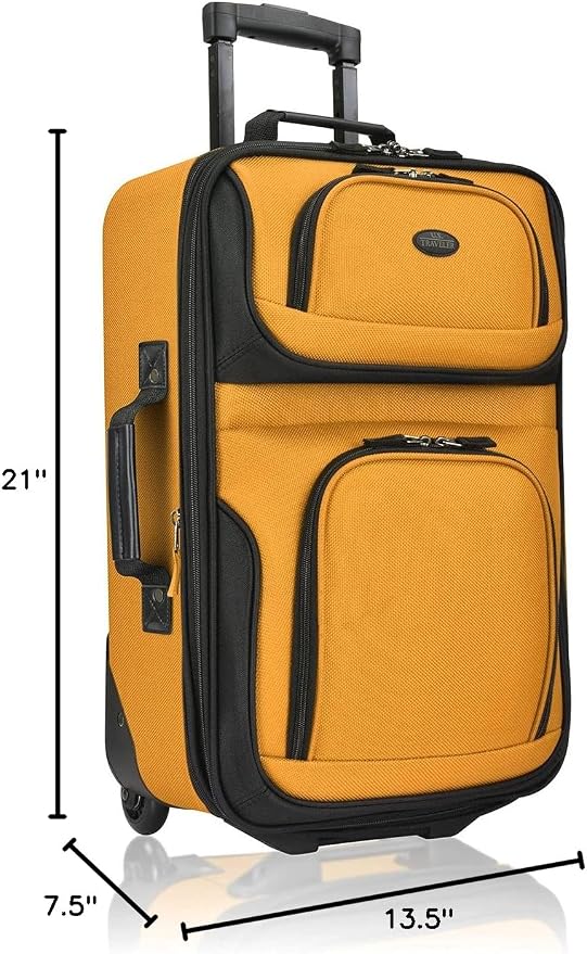 U.S. Traveler Lightweight Rolling 20" Carry On Luggage Softside Suitcase