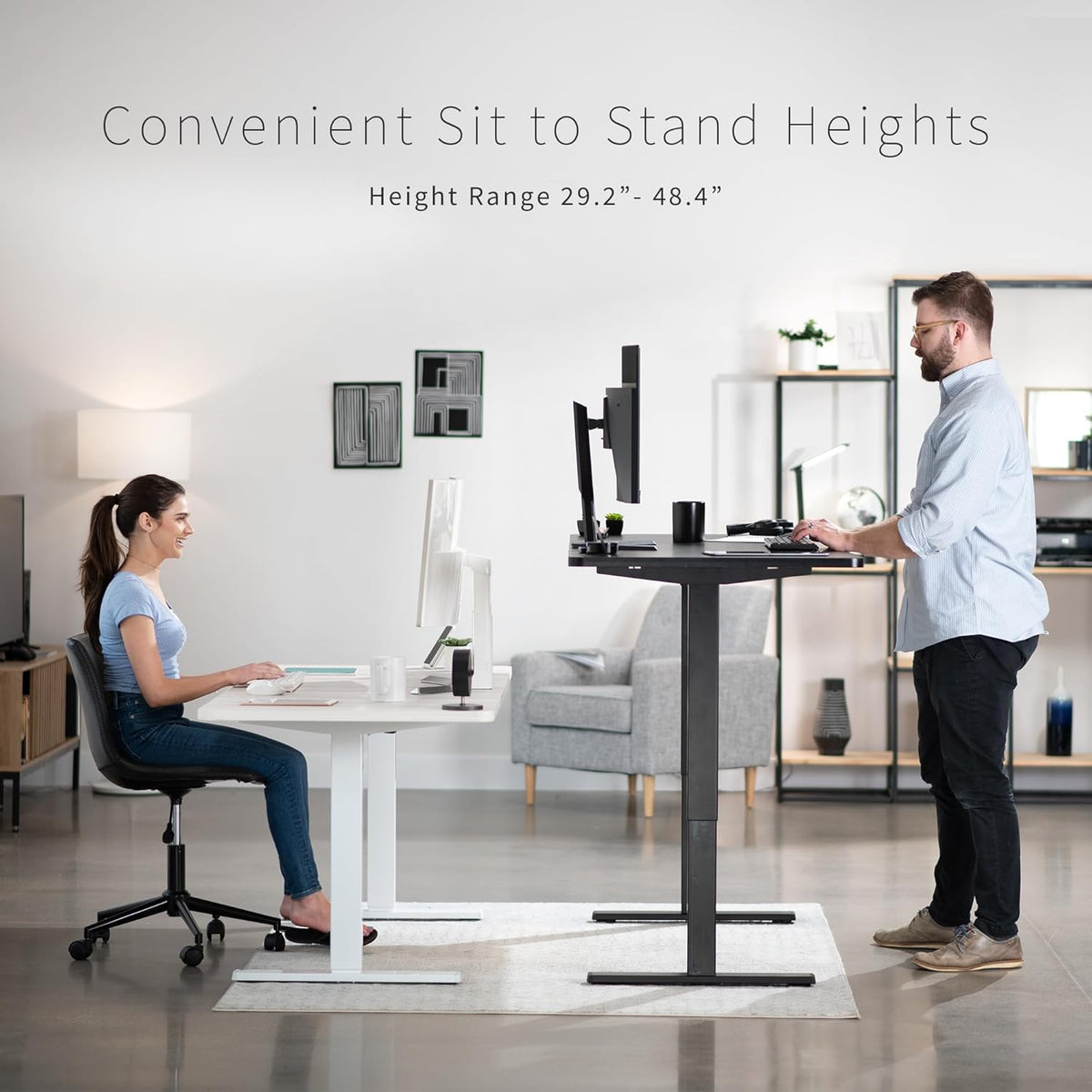 VIVO Electric 60 x 30 in Standing Desk, Memory Height Adjustment, 1B Series, Black Top Black Frame, DESK-KIT-1B6B-30