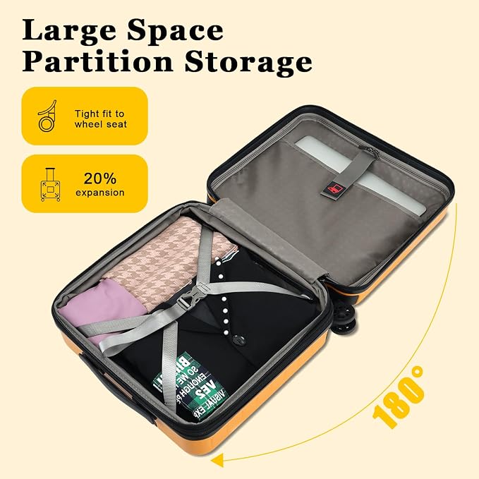 16 Inch Carry On Luggage Airline Approved, Expandable Lightweight ABS+PC Hard