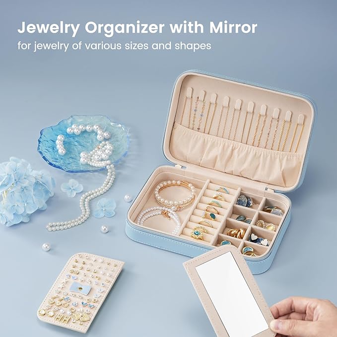 Lolalet Travel Jewelry Case for Women, Travel Jewelry Organizer Box
