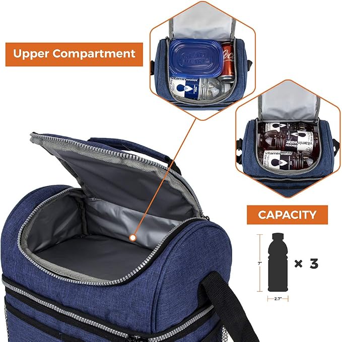OPUX Lunch Box For Men Women, Insulated Large Lunch Bag Adult Work, Double