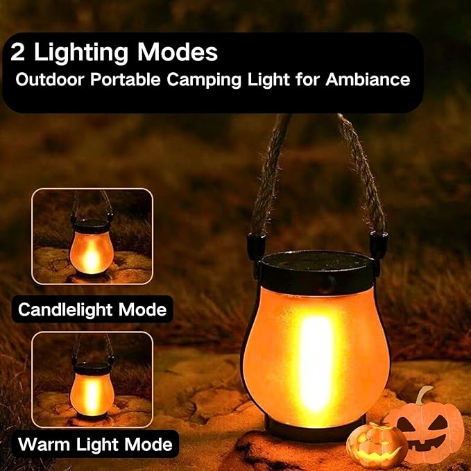 Solar Lantern Outdoor Lights, Flickering LED