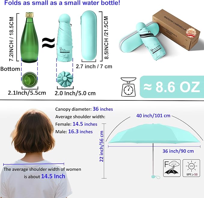 BAODINI Travel Mini Umbrella for Purse