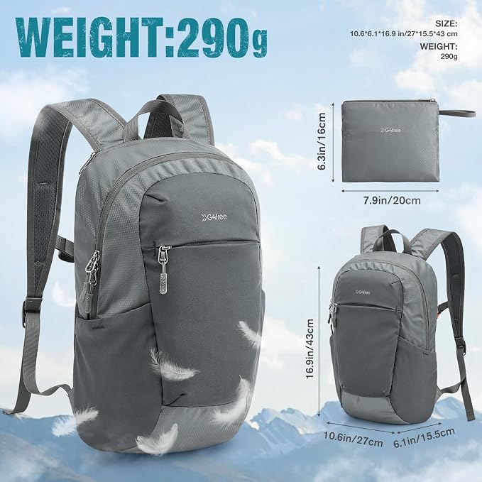G4Free Packable Hiking Backpack 20L Lightweight Foldable Travel Daypack