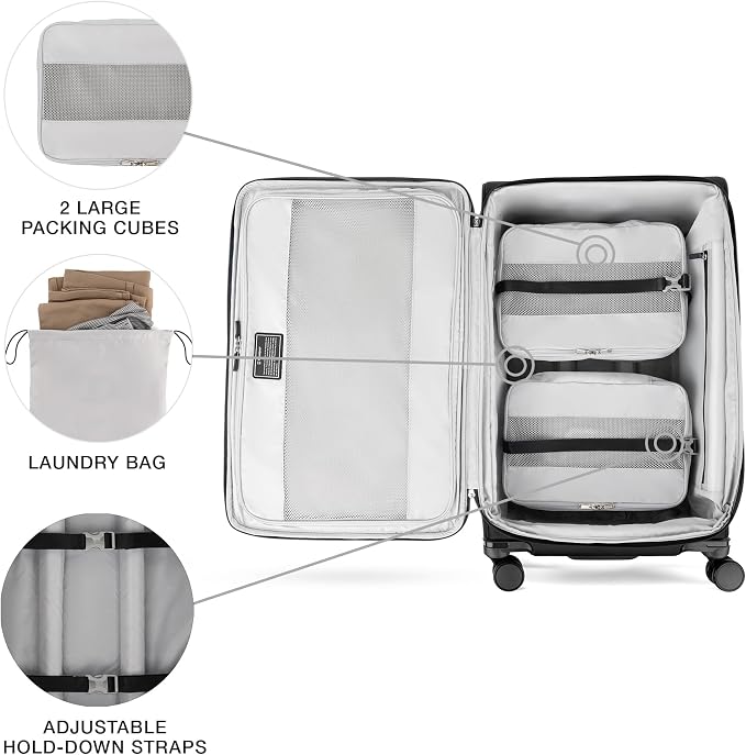 Travelpro VersaPack+ Lightweight Softside Expandable Checked Luggage, 8 Spinner