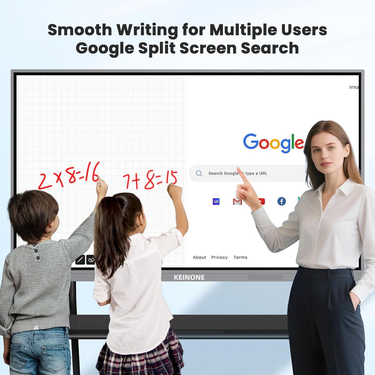 55'' 4K Smart Board, Android 14 OS 8+128 GB Interactive Whiteboard, Electronic Digital Whiteboard with Open App Ecosystem, Touchscreen Smart Board for Home, Office and Classroom, Gray