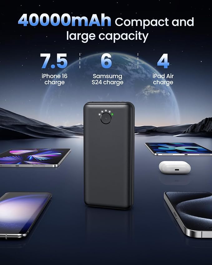 Portable Charger Power Bank 40000mah, USB C Fast Charging 22.5W External