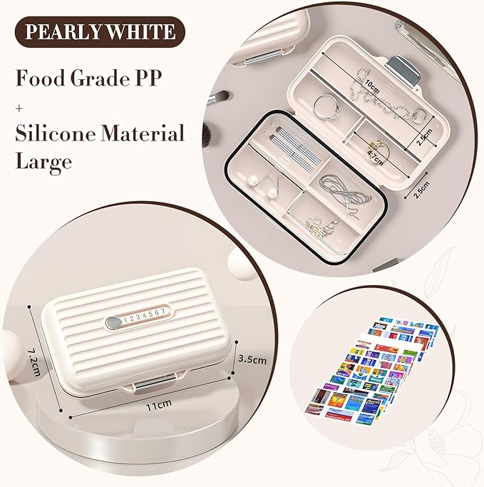 Travel Pill Organizer Box with Medicine Labels, 7 Compartments Portable Pill