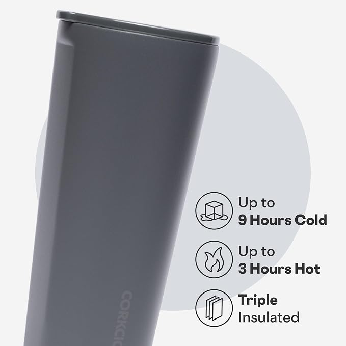 Corkcicle Classic Tumbler - Keeps Drinks Cold for 9 Hours & Hot for 3 - Triple-Insulated Stainless Steel - Holiday Tumbler Gift - 24 oz - Flint