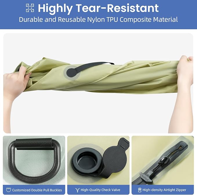 BAGAIL TPU Vacuum Bag for Travel, Reusable Compression Bag