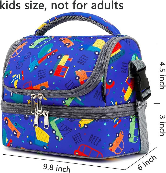 FlowFly Kids Double Decker Cooler Insulated Lunch Bag Large Tote