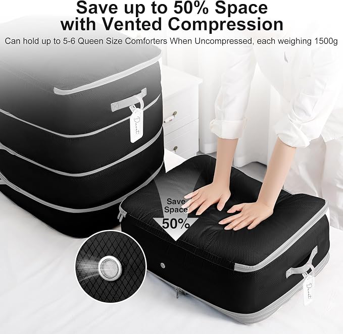 Comforter Storage Bag - 130L Large Capacity Blanket Storage Bags 4-Layer Ultra