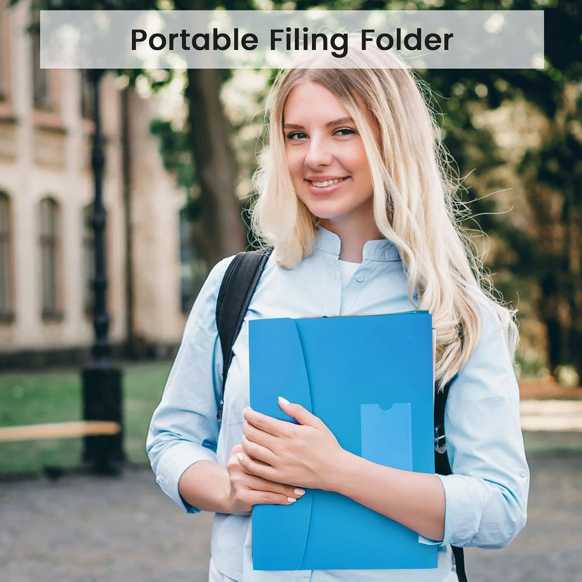 13 Pocket Expanding File Folder Accordian File Organizer, A4 Letter Size Paper Document Receipt Holder for School Office Supplies, Blue