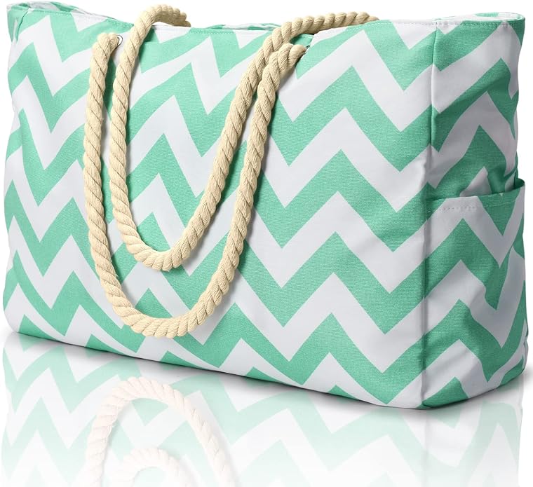 Becokan Beach Bags for Women Large Waterproof Beach Tote Bag Zipper Beach Bags