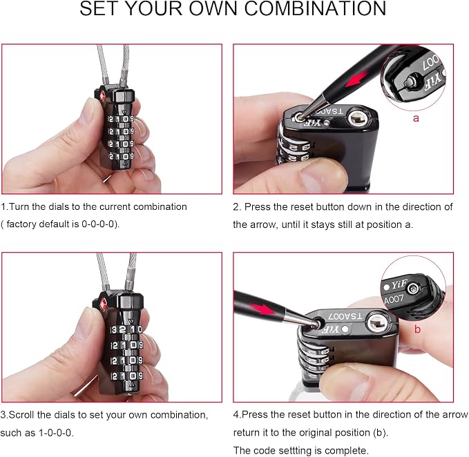 ZHEGE TSA Approved Locks for Luggage, Cable Locks