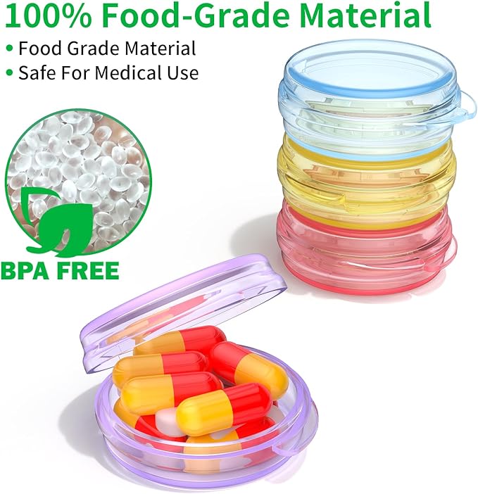 Small Pill Box, Travel Pill Case Portable Daily Pill Organizer Mini Medicine