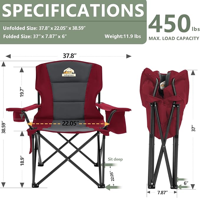 Oversized Camping Chairs 2 Pack