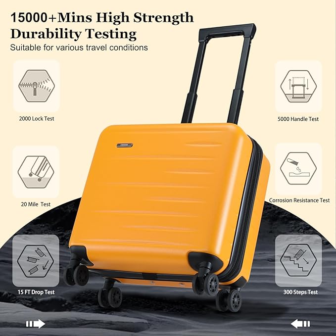 16 Inch Carry On Luggage Airline Approved, Expandable Lightweight ABS+PC Hard