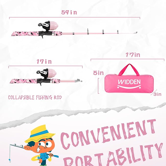 Kids Fishing Pole, Portable Telescopic Kids Fishing Poles