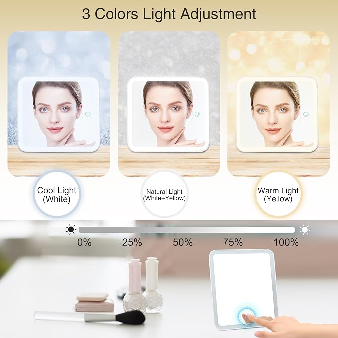 Relavel Travel Makeup Bag With LED Mirror, Cosmetic Train Case with Light up