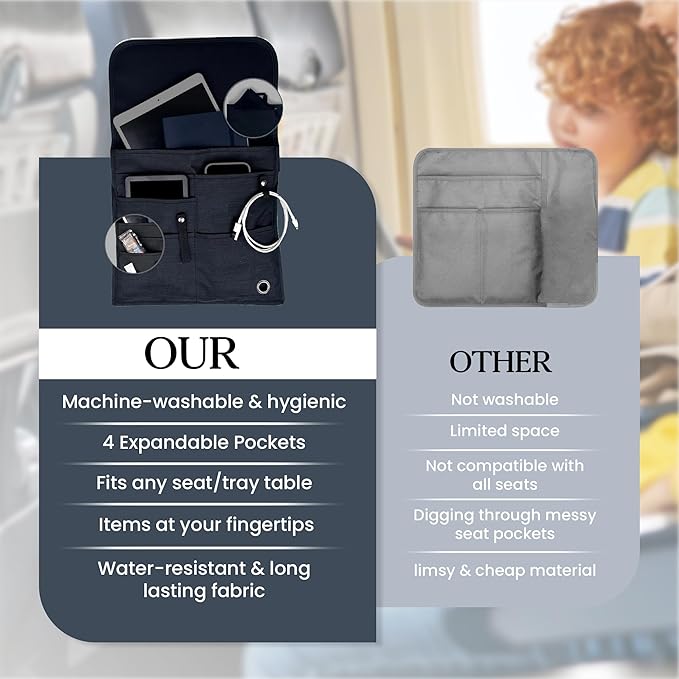 SO~MINE Airplane Pocket Organizer | Tray Table Cover | In Flight Seat Back